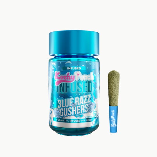 Kushy Punch - 5PK Kushy Punch Infused .5g Liquid Diamond Prerolls - Blue Razz Gushers - 1