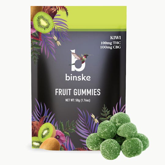 binske - Kiwi Fruit Gummy - 100mg THC: 100mg CBG - 1