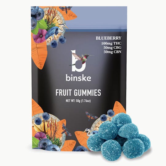 binske - Blueberry Fruit Gummy - 100mg THC: 50mg CBG: 50mg CBN - 1