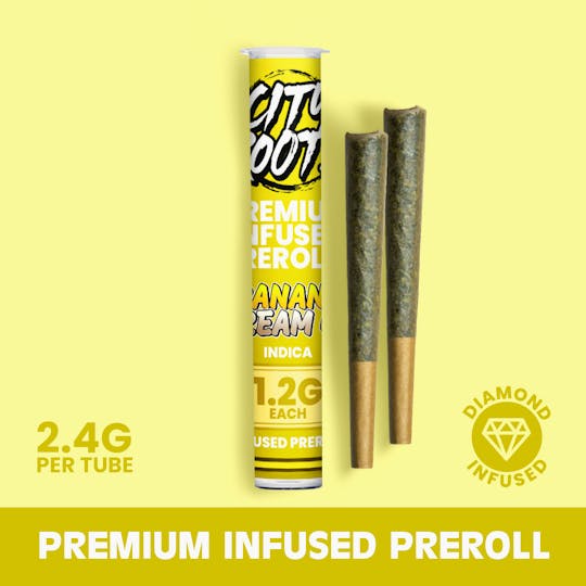 City Roots - Banana Cream OG (Indica) 2pk Infused Prerolls 2.4g - 1