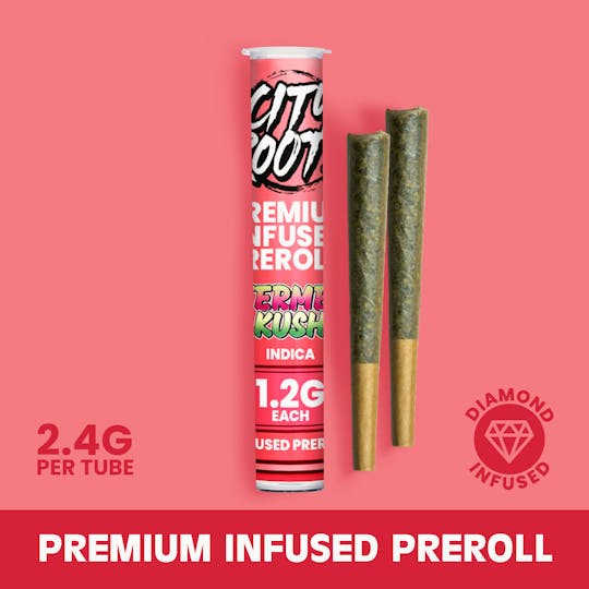 City Roots - Watermelon Kush (Indica) 2pk Infused Prerolls 2.4g - 1