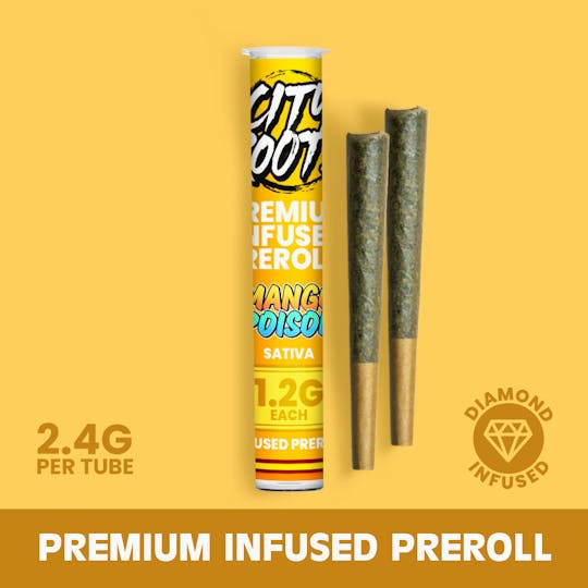 City Roots - Mango Poison (Sativa) 2pk Infused Prerolls 2.4g - 1