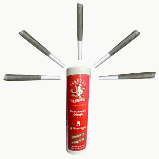 Country Cannabis - Strawberry Cough | Infused Pre-Roll | 1G | 5pk - 1