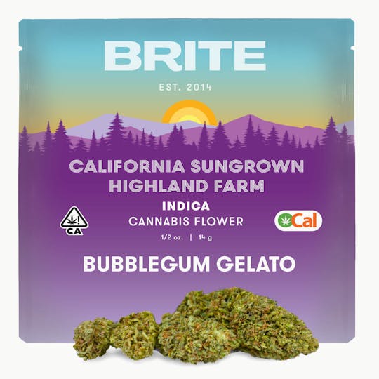 Brite Labs - BRITE Highland OCal Sun-Grown Flower (14g) - Indica - Bubblegum Gelato - 1