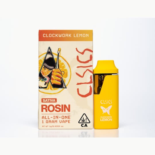 CLSICS Rosin & Rosin Infused Pre Rolls - Clockwork Lemon - LIVE ROSIN ALL IN ONE VAPE 1g - 1