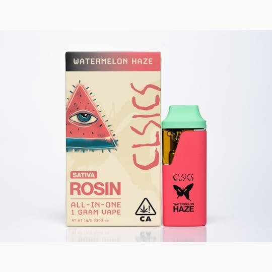 CLSICS Rosin & Rosin Infused Pre Rolls - Watermelon Haze - LIVE ROSIN ALL IN ONE VAPE 1g - 1