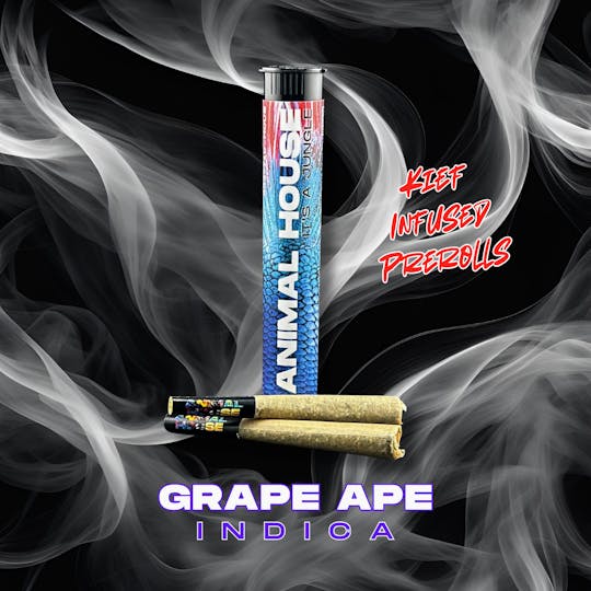 Animal House - Grape Ape | Kief Infused Preroll | 2pk x 0.75g (1.5g) - 1