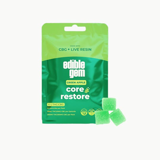 Edible Gem - Edible Gem - Core Restore 1:1 CBG - Live Resin Gummies - Green Apple - 1