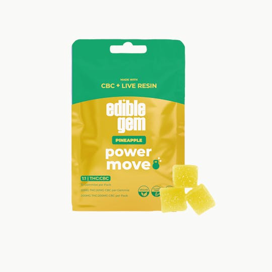 Edible Gem - Edible Gem - Power Move 1:1 CBC - Live Resin Gummies - Pineapple - 1