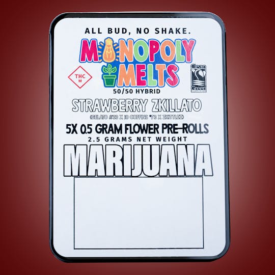 Monopoly Melts - Strawberry Zkillato | Prerolls 0.5G (5 Count) - 1