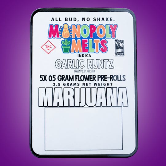 Monopoly Melts - Garlic Runtz | Prerolls 0.5G (5 Count) - 1