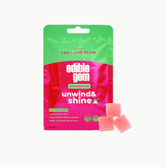 Edible Gem - Edible Gem - Unwind & Shine 2:1 CBD - Live Resin Gummies - Watermelon - 1