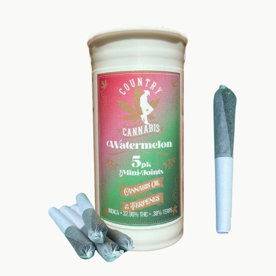 Country Cannabis - Watermelon | Mini Infused Pre-Rolls | 2G | 5pk - 1