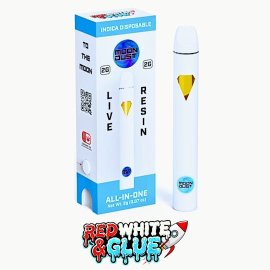 MOON DUST - 2G LIVE RESIN DISPOSABLE - RED WHITE & GLUE - INDICA - 1