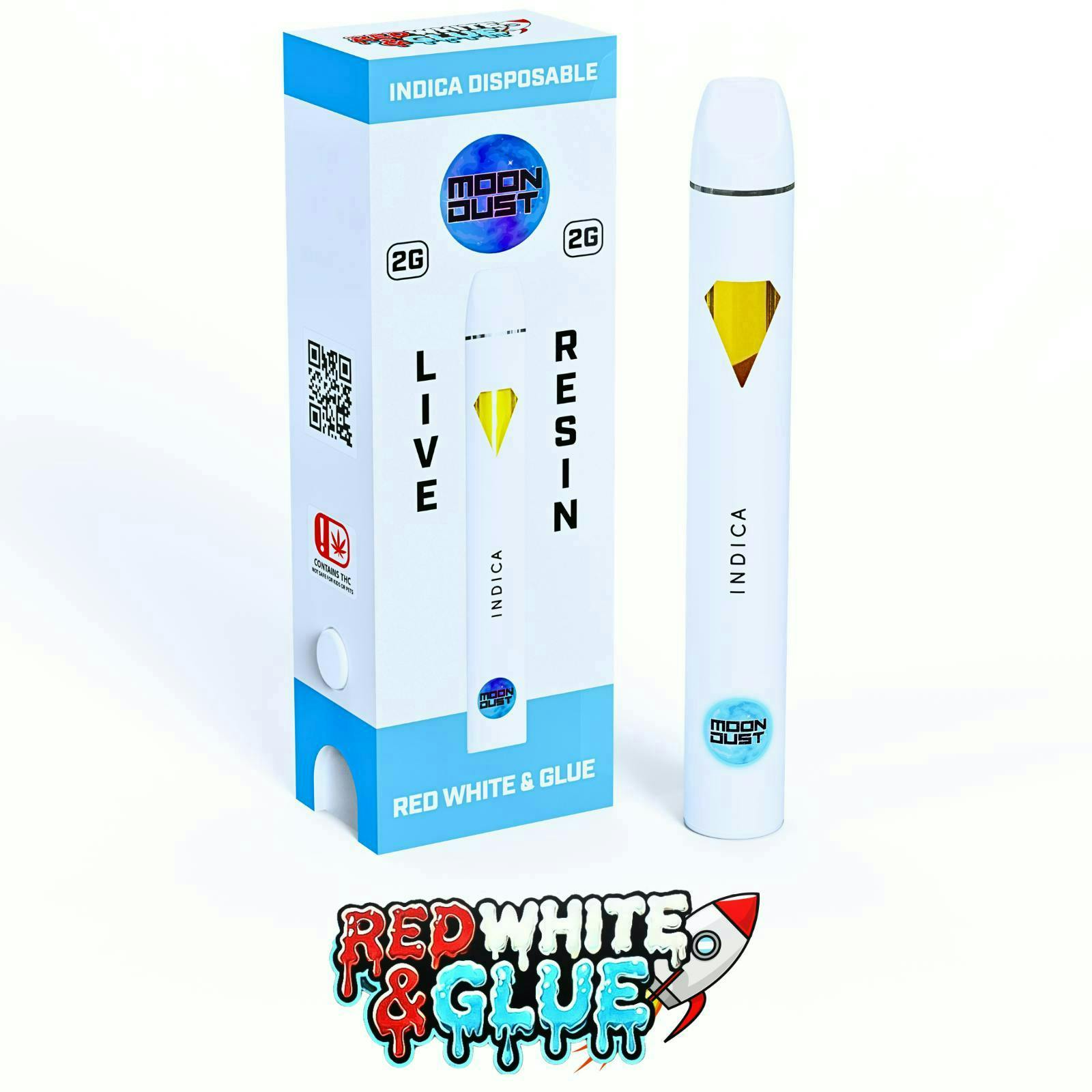 Moon Dust | Red White & Glue | Live Resin Disposable | 2g - Super