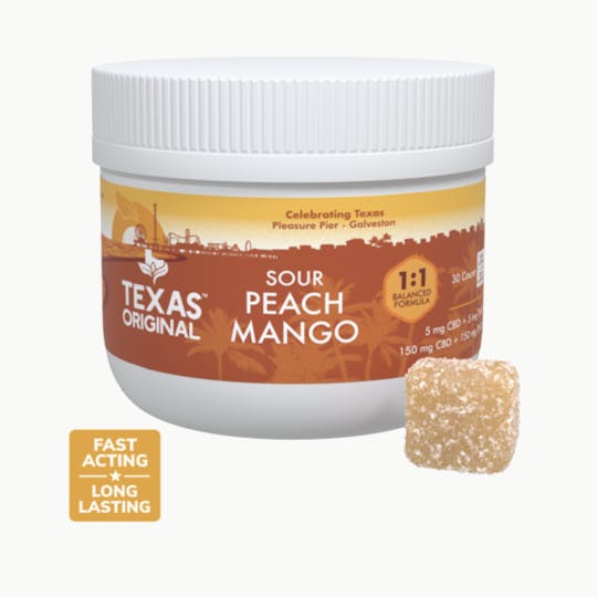 Texas Original - 1:1 Sour Peach Mango Gummies (300 mg) - 1