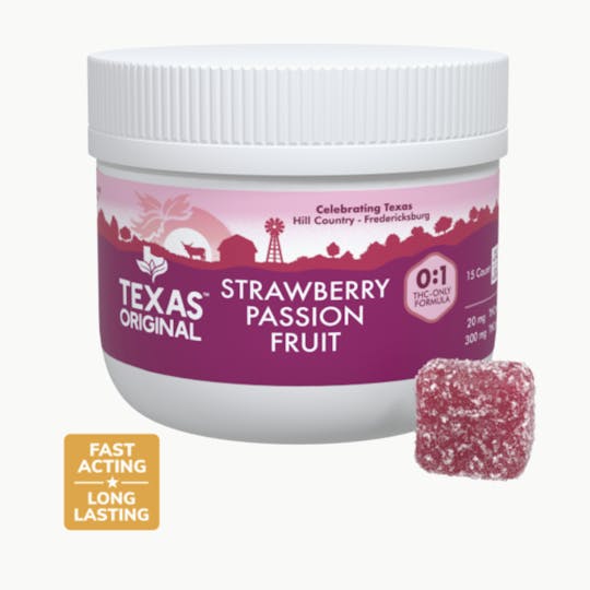 Texas Original - 0:1 20 mg Strawberry Passion Fruit Gummies (300 mg) - 1