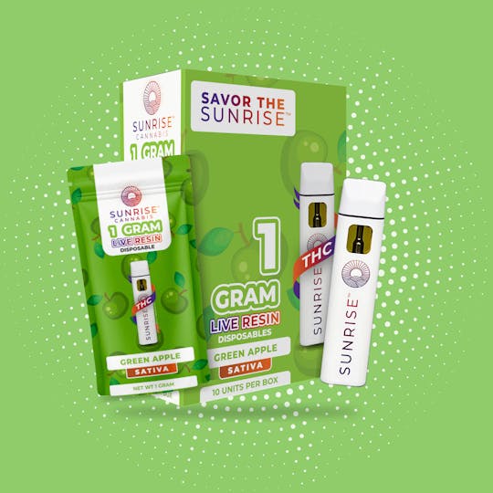 Sunrise Cannabis - Green Apple - 1g Live Resin Disposable Vape - 1