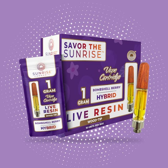 Sunrise Cannabis - Bombshell Berry - 1g Live Resin Wood-Tip Vape Cartridge - 1