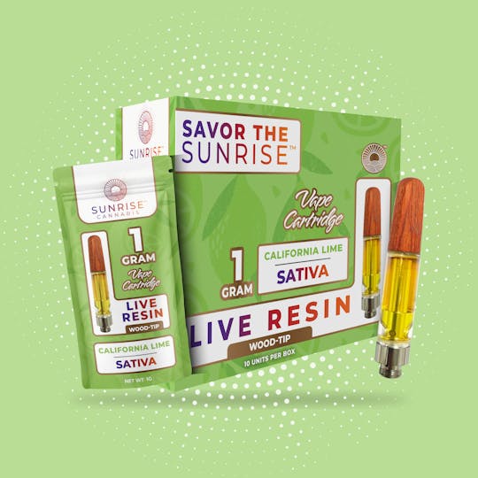 Sunrise Cannabis - California Lime - 1g Live Resin Wood-Tip Vape Cartridge - 1