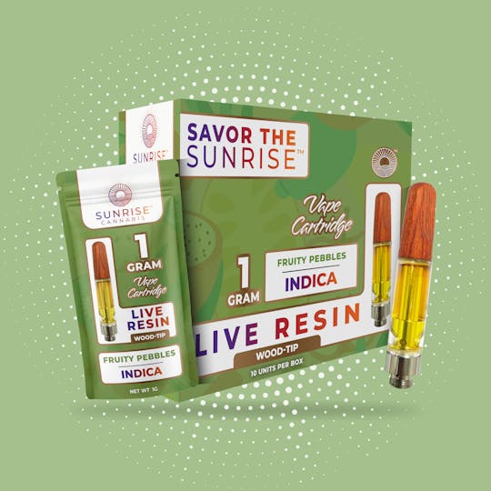 Sunrise Cannabis - Fruity Pebbles - 1g Live Resin Wood-Tip Vape Cartridge - 1