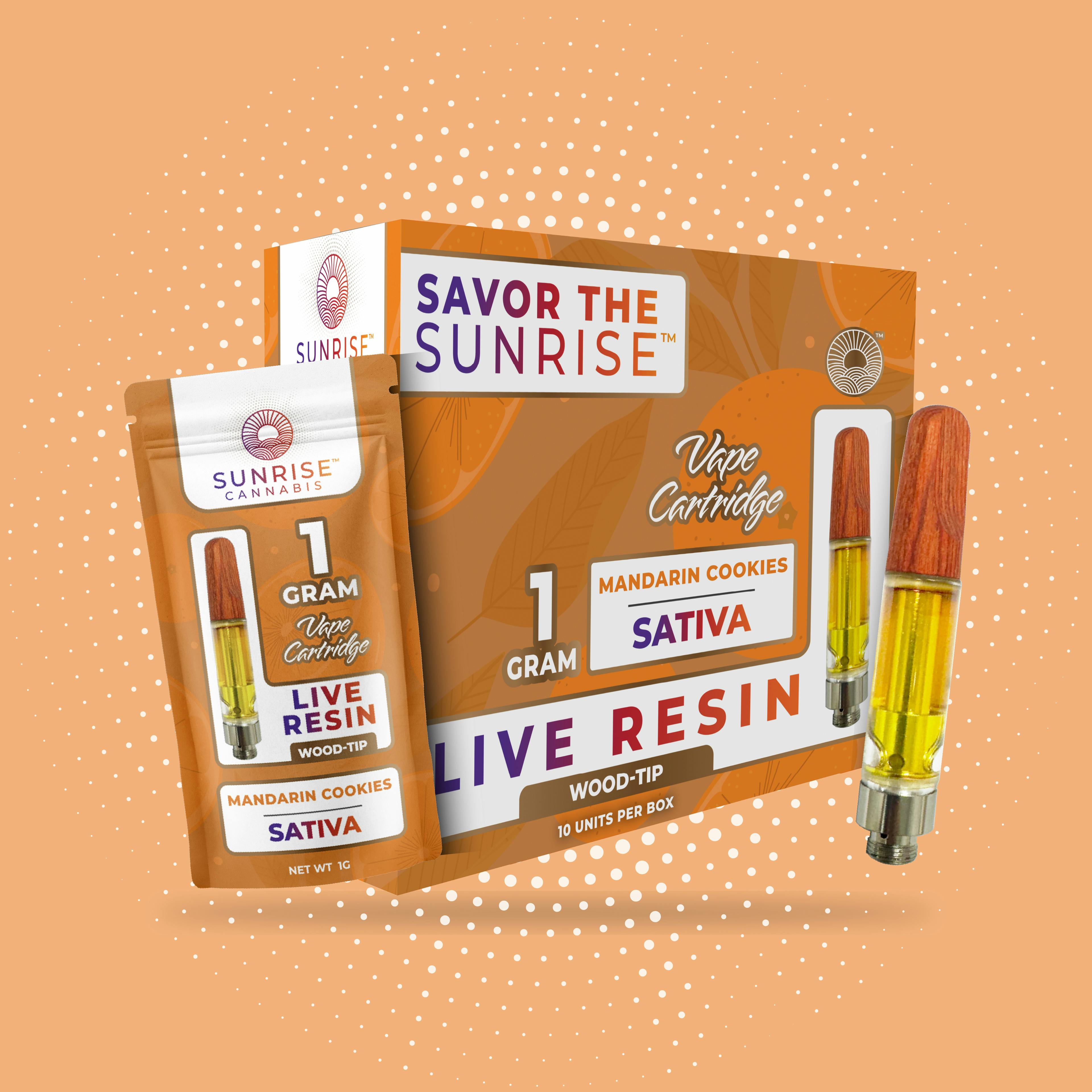 Sunrise Cannabis - Mandarin Cookies - 1g Live Resin Wood-Tip Vape Cartridge - 1
