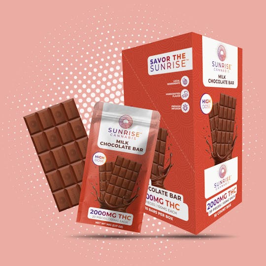 Sunrise Cannabis - 2000mg Milk Chocolate Bar - High Dose - 1