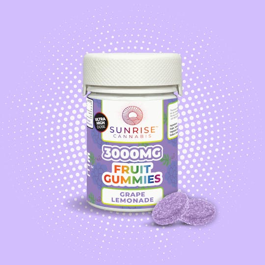 Sunrise Cannabis - Grape Limeade 3000mg THC Gummies - Ultra High Dose - 1