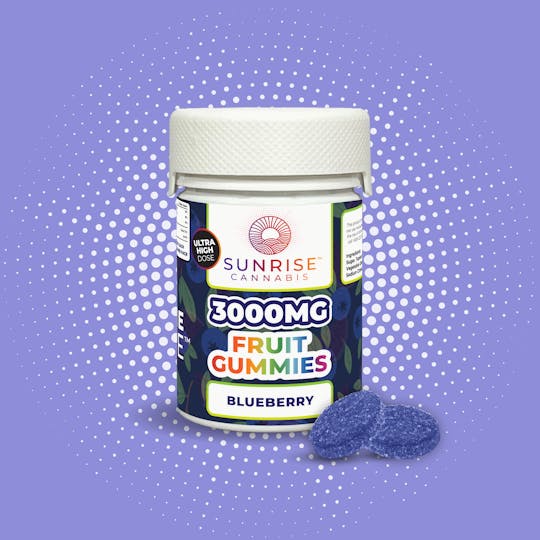 Sunrise Cannabis - Blueberry 3000mg THC Gummies - Ultra High Dose - 1