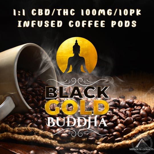 MidSouth Extracts - Infused Coffee Pods - Black Gold Buddha - 100mg/10pk - 1:1 CBD/THC - 1