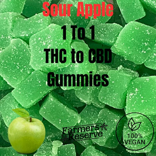 Farmers Reserve - 1 To 1 THC to CBD Gummies. 50mg THC 50 MG CBD per Gummy. 50 Gummies - 1
