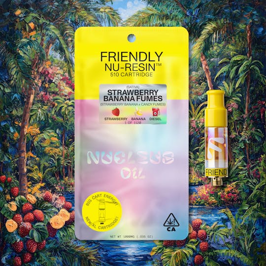 Friendly Brand - Strawberry Banana Fumes 1g Nucleus Cured Resin 510 Cart - 1