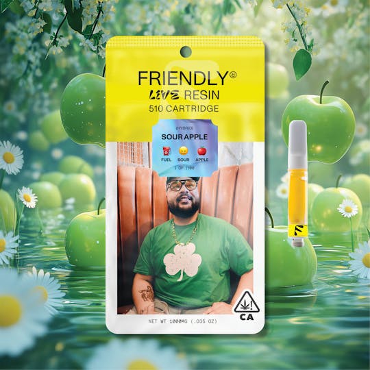Friendly Brand - Sour Apple 1g Live Resin Cartridge - 1