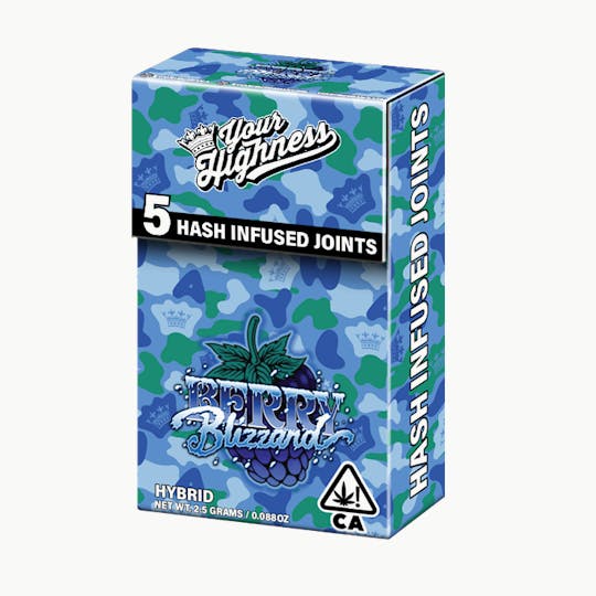 Your Highness - Berry Blizzard – Live Hash Infused Pre-Rolls (5 Pack) - 1