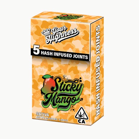 Your Highness - Sticky Mango – Live Hash Infused Pre-Rolls (5 Pack) - 1