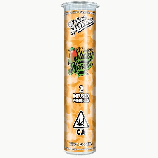 Your Highness - Sticky Mango – Live Hash Infused Pre-Rolls (2 Pack) - 1