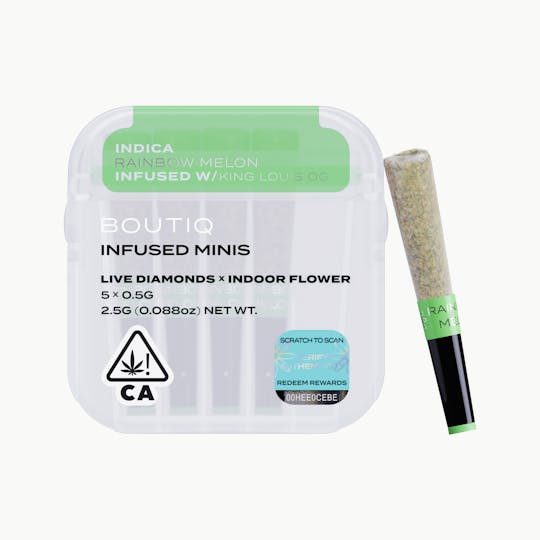 Boutiq - Rainbow Melon x King Louis OG Live Diamond Infused Pre Rolls (5 pack) - 1