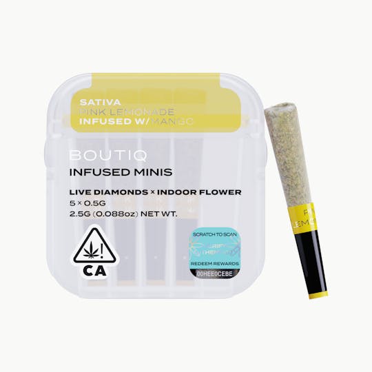 Boutiq - Pink lemonade x Mango Live Diamond Infused Pre Rolls (5 pack) - 1