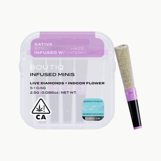 Boutiq - Strawberry Haze x Watermelon-Z Live Diamond Infused Pre Rolls (5 pack) - 1