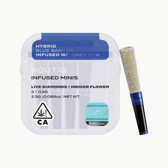 Boutiq - Blue Banana x Honey Dew Live Diamond Infused Pre Rolls (5 pack) - 1