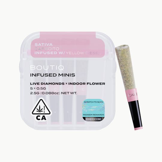 Boutiq - Cafecito x Yellow Diesel Live Diamond Infused Pre Rolls (5 pack) - 1