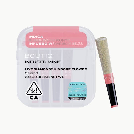 Boutiq - Bubblegum Runtz x Rainbow Belts Live Diamond Infused Pre Rolls (5 pack) - 1
