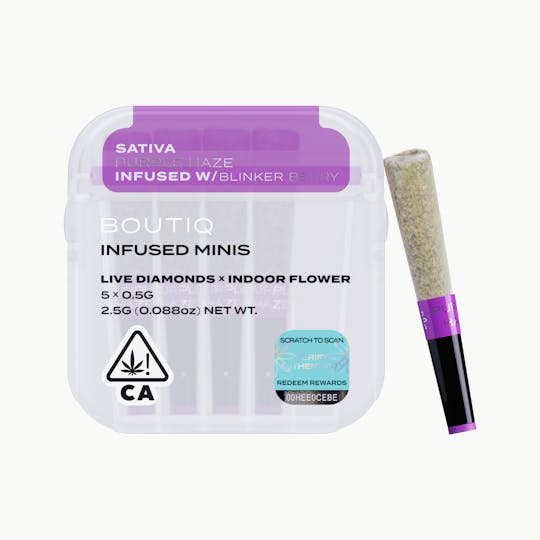 Boutiq - Purple Haze x Blinker Berry Live Diamond Infused Pre Rolls (5 pack) - 1