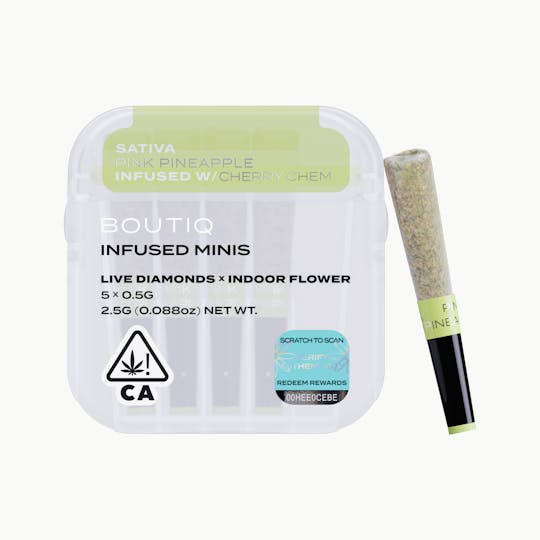 Boutiq - Pink Pineapple x Cherry Chem Live Diamond Infused Pre Rolls (5 pack) - 1