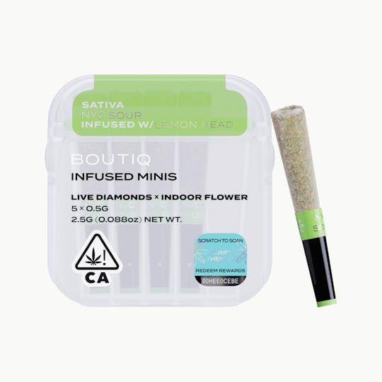 Boutiq - NYC Sour x Lemon Head Live Diamond Infused Pre Rolls (5 pack) - 1