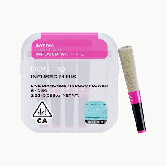 Boutiq - Lime Haze x Pink Z Live Diamond Infused Pre Rolls (5 pack) - 1