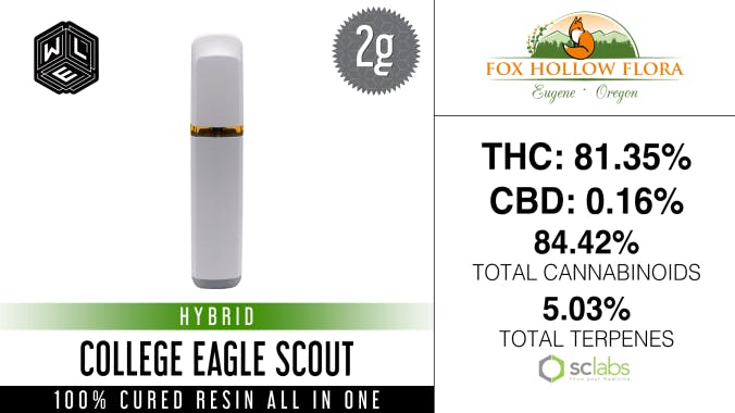 White Label Extracts - WLE | College Eagle Scout | All-In-One Cured Resin Cartridge (2g) - 1