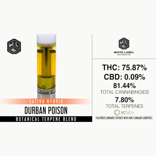 White Label Extracts - WLE | Durban Poison | Botanical Terpene Blend Cartridge (1g) - 1