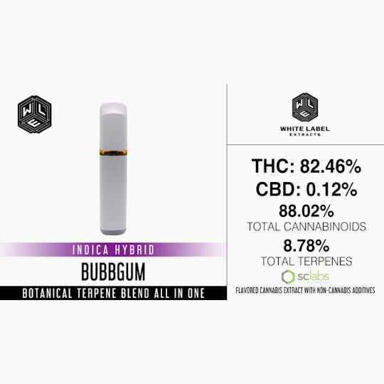 White Label Extracts - WLE | Bubbgum | All-In-One Botanical Terpene Blend Cartridge (1g) - 1