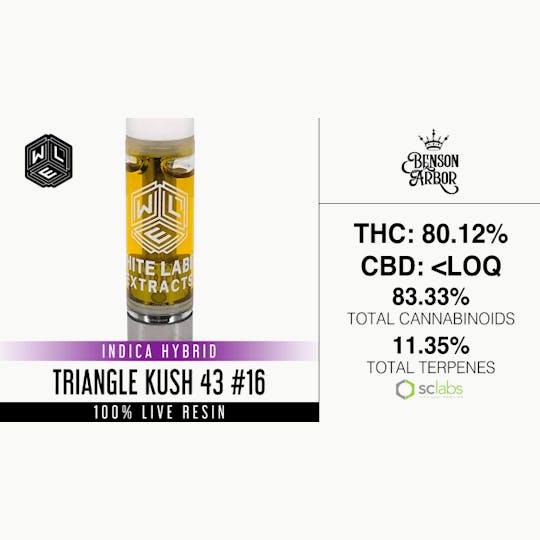 White Label Extracts - WLE | Triangle Kush 43 #16 | Live Resin Cartridge (1g) - 1
